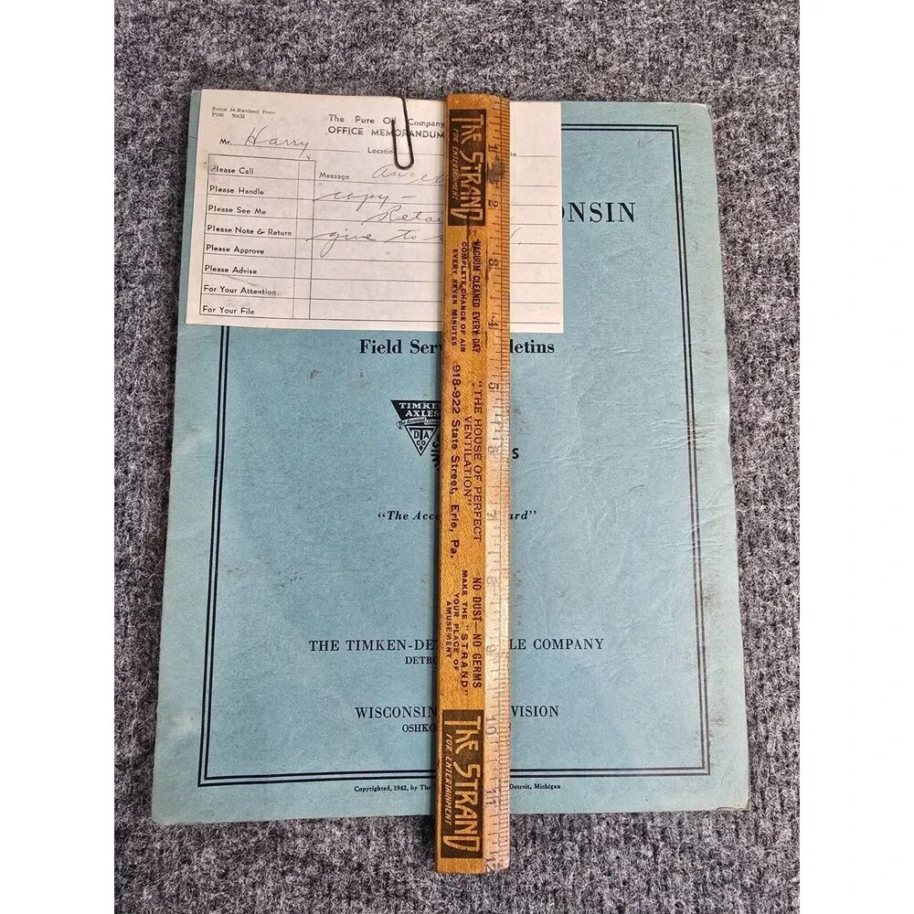 1942 Timken And Wisconsin Axles Field Service Bulletins Timken-Detroit Pure Doc